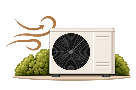 Outdoor Heat Pump with Airflow and Shrubs-2