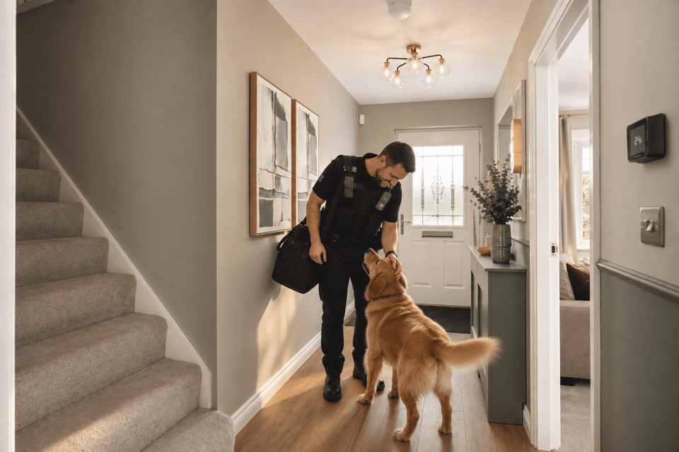 Policeman and dog